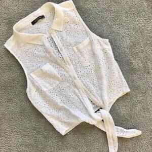 EUC Supertrash White Lace Cropped Blouse | Size 38